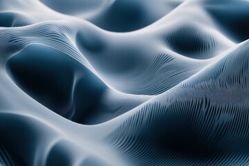 Abstract blue wavy lines, 3D rendered background texture.
