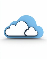 Stylized 3D Cloud Icon Blue Sky White Puffy Clouds Digital Technology Symbol