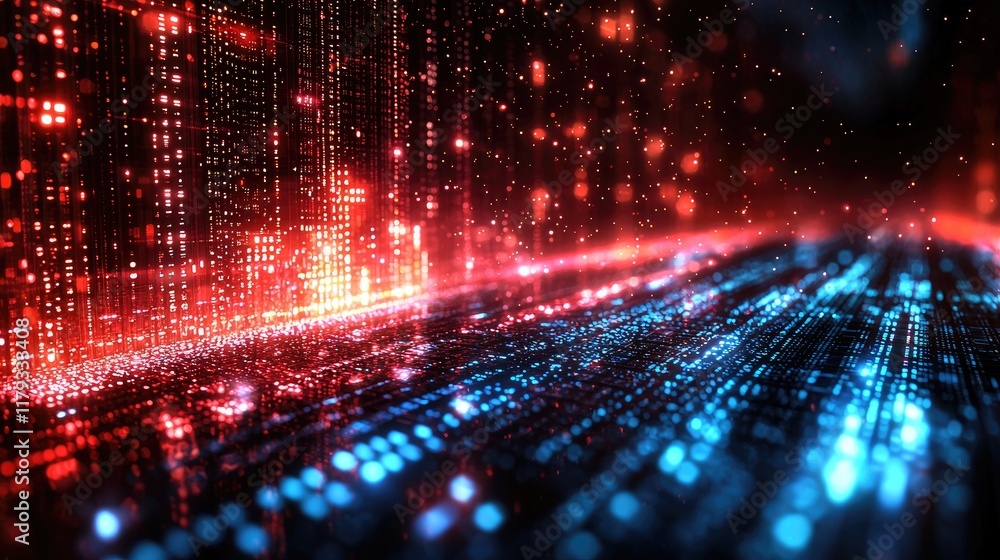 Poster abstract digital data stream: a futuristic vision of technology and information flow