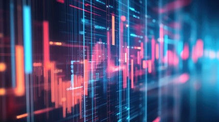 Abstract digital data stream with glowing lines and graphs.