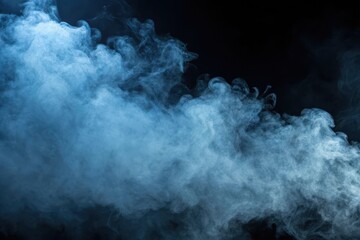 Abstract Blue Smoke Swirls on Black Background, Ideal for Design and Artistic Projects
