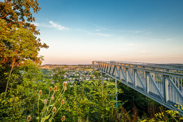 View of the Skywalk in the Möhnetal. Lookout point.
