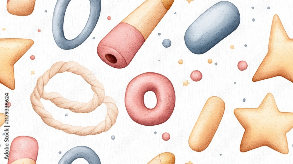 Poster colorful assorted abstract shapes on white background for creative design and artistic projects