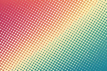 Abstract Halftone Pattern Design with Gradient Color Transition from Red to Teal