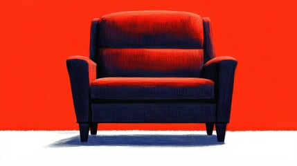 Modern Red and Black Armchair on Vibrant Red Background