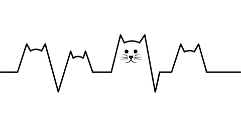 Heartbeat line featuring cats symbolizes love and affection for pets and animals