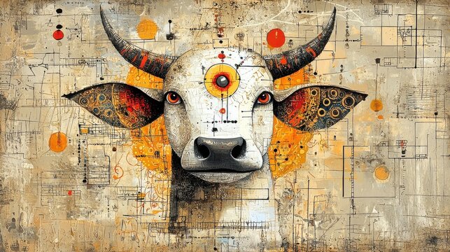 Nandi shivas loyal bull artwork artistic representation digital art gallery intricate patterns and design