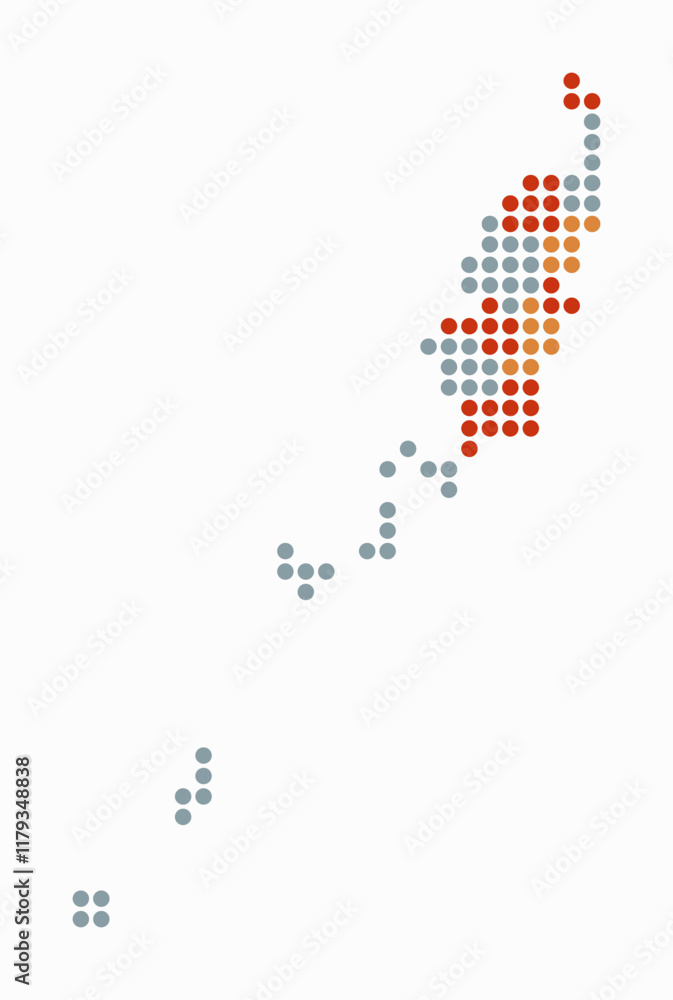 Poster palau dotted map. digital style map of the country on white background. palau shape with circle dots