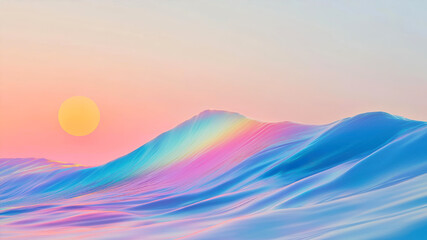 Radiant Waves Embrace the Horizon Under a Warm Orange Sun at Dusk
