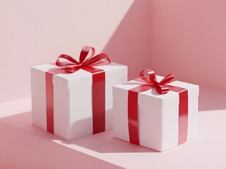 Obraz premium gift box with ribbon on pink background