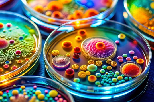 Candid Close-up of Bacterial Colonies Growing on MacConkey Agar Plate in Microbiology Lab