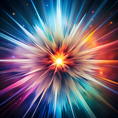 Obraz premium A burst of colorful light explodes outwards.