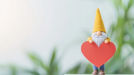 Fototapeta premium Charming gnome decor with heart for a cozy whimsical vibe
