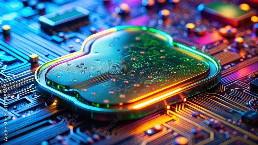 Poster candid shot: cloud computing circuit board abstract background
