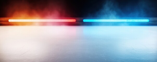 Naklejka premium Abstract Ice Rink Background Neon Lights Cold Winter Sport Concept