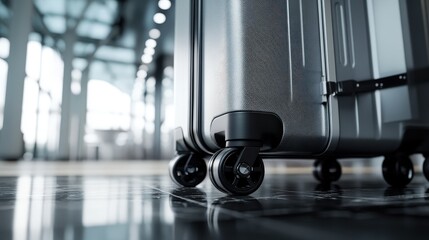 close-up of luggage wheels in motion, showing how advanced spinner wheels provide easy 360-degree maneuverability