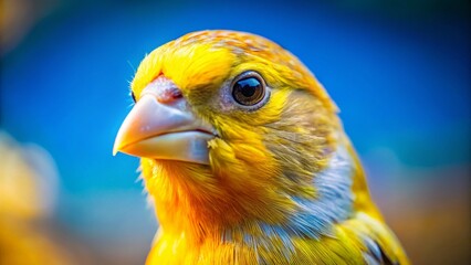 Captivating Canary Bird Portrait: Stunning Drone Aerial Close-up