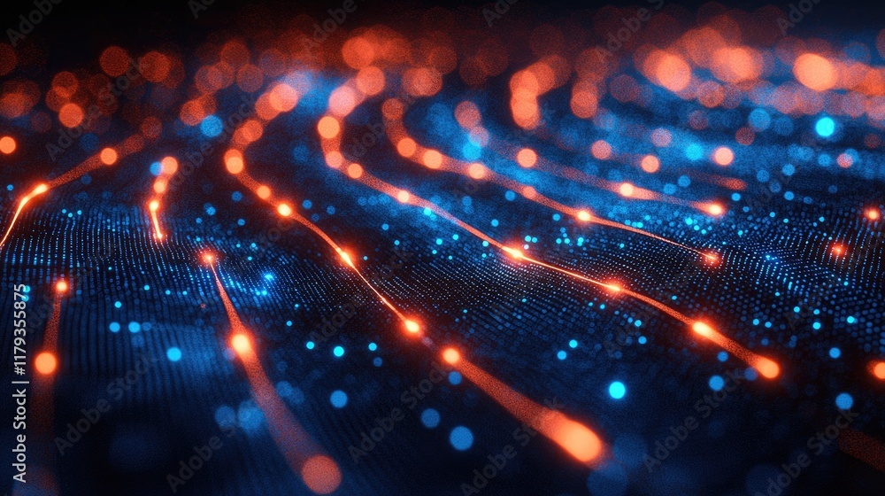 Poster abstract digital network: futuristic data flow and connections. a vibrant visualization of technolog