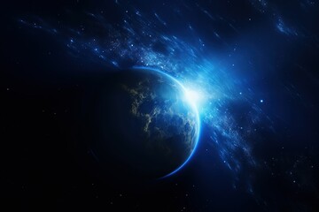 Blue planet in the space wallpaper.