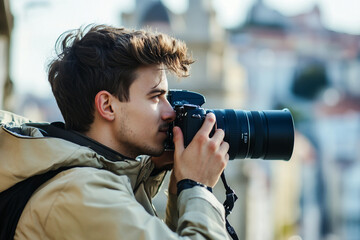 A professional photographer captures in a modern studio generative AI