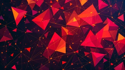Vibrant Abstract Polygonal Design with Red and Orange Tones