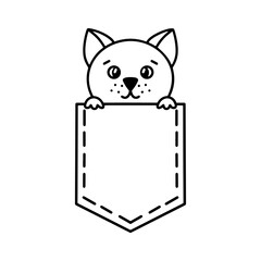 Charming puppy peeking from a pocket silhouette, vector format, perfect for t-shirt designs, stickers, and pet-themed decor