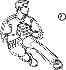 Baseball Line Drawing. Celebrating Skill, Focus, and Athleticism in Action