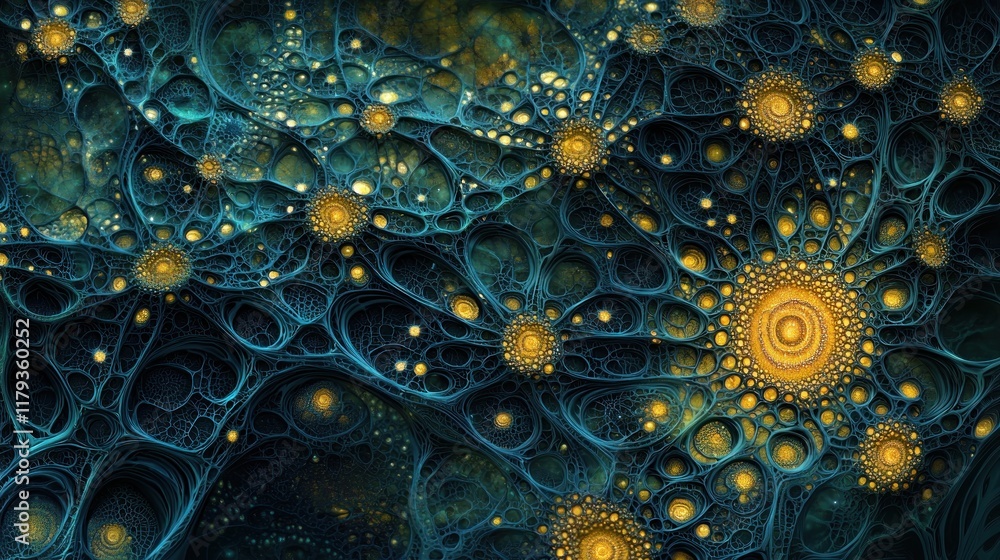 Poster abstract fractal art: celestial deep sea