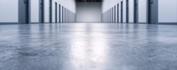 Modern Industrial Hallway with Clean Concrete Floor