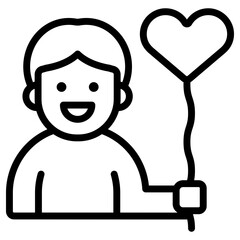 하트 풍선을 들고있는 남자 아이콘