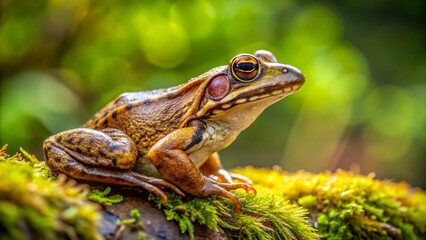 Fototapeta premium Chinese Brown Frog Close-Up, Amphibian Wildlife, Asian Nature Photography
