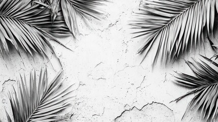 Obraz premium Monochromatic Palm Leaf Composition: A Study in Gray Tones