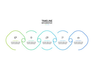 Business infographic template. Concept thin line process with 5 options or steps. Vector illustration.