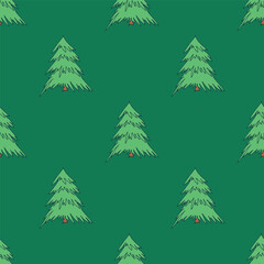 Seamless pattern with geometric minimal scandinavian Christmas tree doodle for decorative print, wrapping paper, greeting cards and fabric