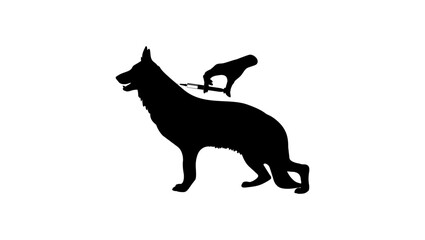 dog injection symbol, Black Isolated Silhouette