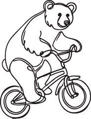 Obraz premium Vector Art of a Big Bear Cycling. A Unique Line Drawing Illustration