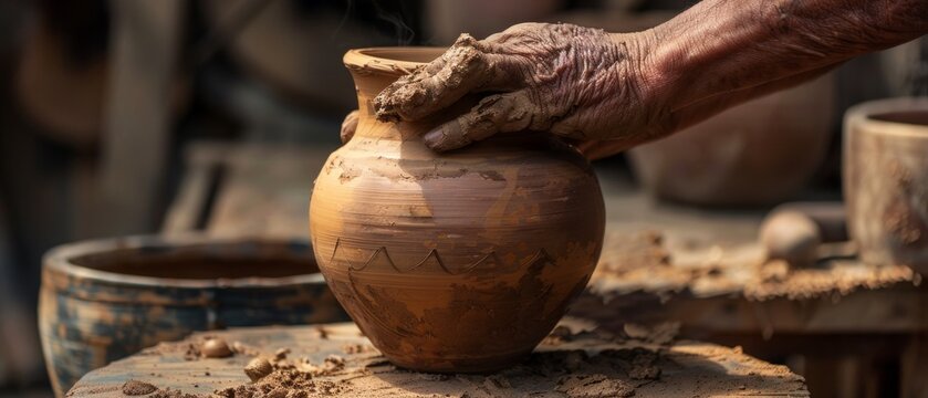 This image is ideal for articles about traditional crafts and handicrafts. It is also suitable for advertising pottery and pottery workshops.