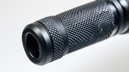 Close-Up of Textured Flashlight Handle and Lens