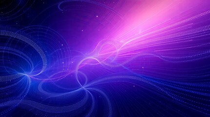 Abstract swirling lines of light in blue and pink.