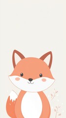 Cute Fox Kawaii Illustration for Nursery Decor