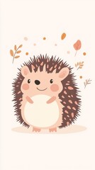 Adorable Hedgehog Kawaii Illustration for Nursery Decor