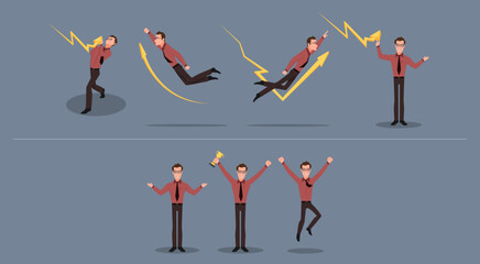 Man reflecting for share market expressions. Vector illustration