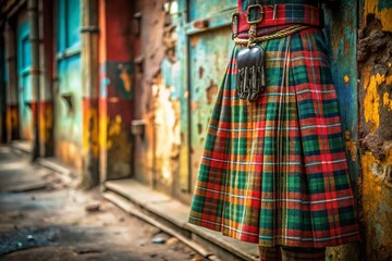 Obraz premium Close-up Detail of a Traditional Scottish Kilt - Urban Exploration Photography