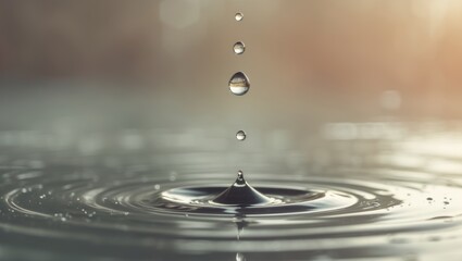 A drop of water falling into a pool of water