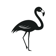 Fototapeta premium Elegant black flamingo silhouette on white.