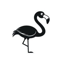 Elegant black flamingo silhouette on white.