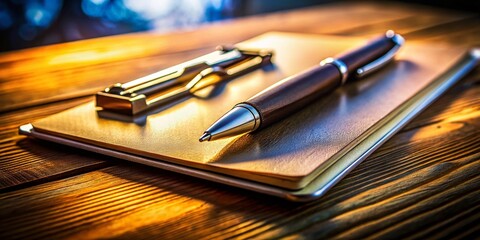 Close-up Macro Shot of Clipboard and Pen - Office Supplies Detail