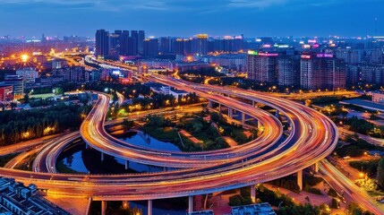 Obraz premium Night Metropolis: A Symphony of Lights and Motion