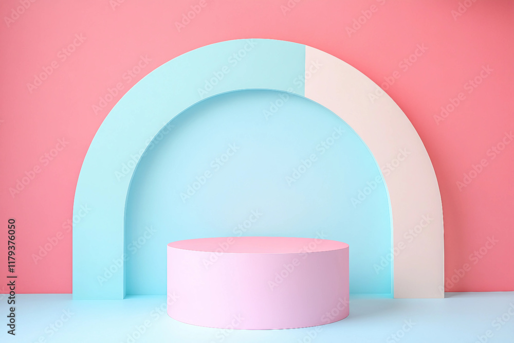 Poster minimal colorful podium and scene with 3d render vector in abstract background ai generative