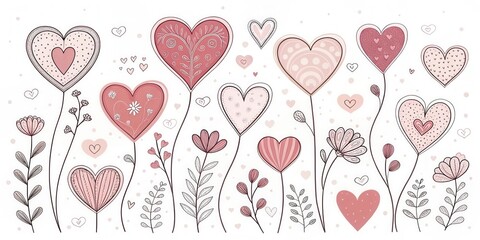 A Charming Arrangement of Ornate Hearts and Delicate Flowers